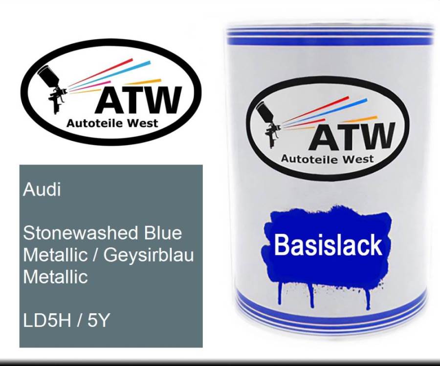 Audi, Stonewashed Blue Metallic / Geysirblau Metallic, LD5H / 5Y: 500ml Lackdose, von ATW Autoteile West.
